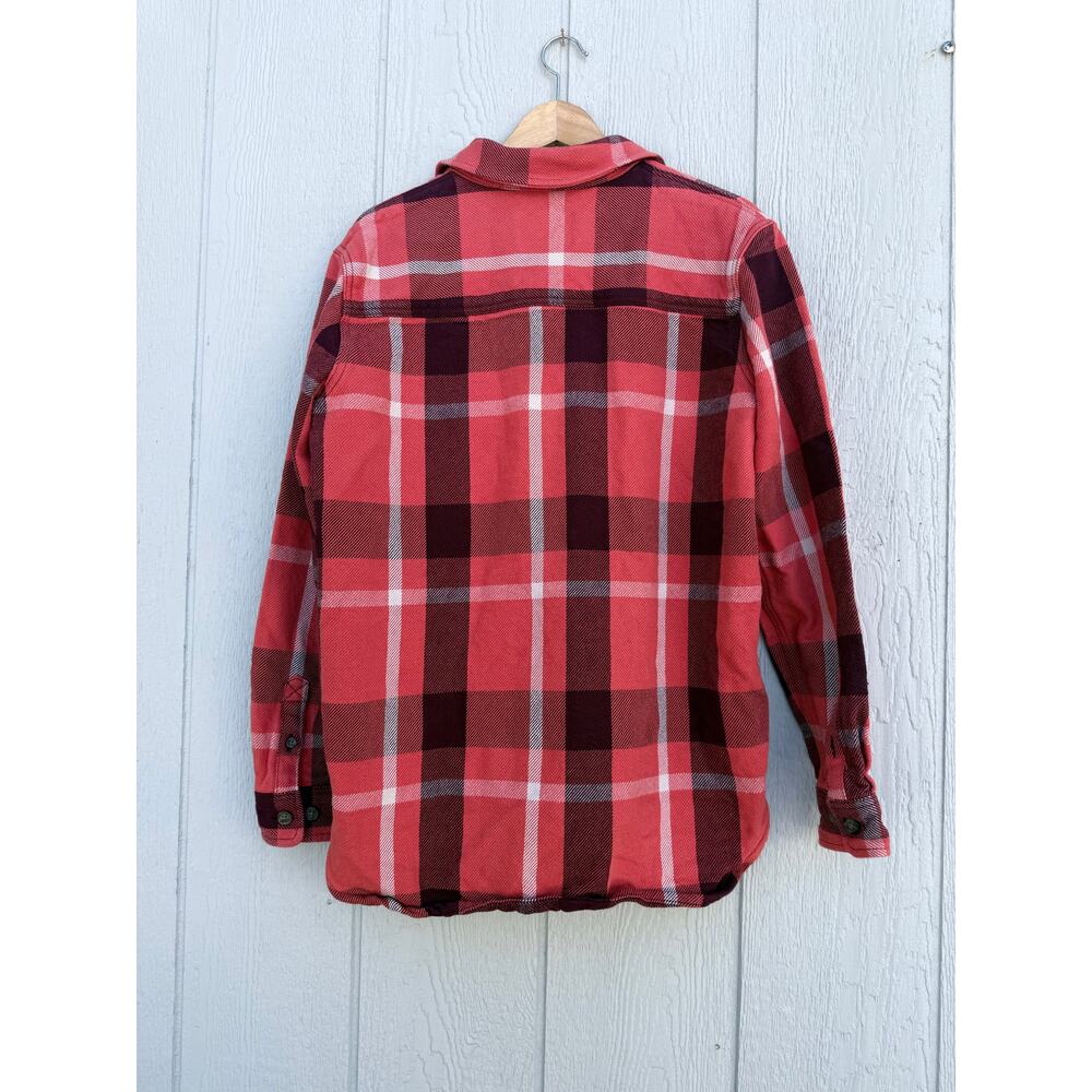CARHARTT orange plaid heavyweight Rugged Flex 100% cotton flannel shirt jacket - Picture 4 of 8